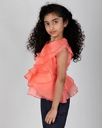 Adorable Peach Synthetic Solid Top For Girls-thumb1