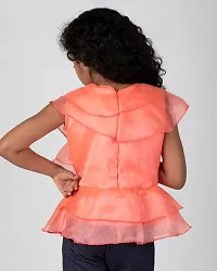 Adorable Peach Synthetic Solid Top For Girls-thumb2