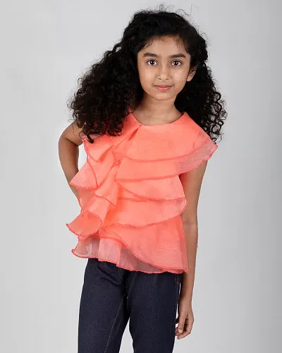 Adorable Synthetic Solid Top For Girls