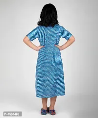 Elegant Blue Cotton Indigo Printed Shrug Dress For Girls-thumb2