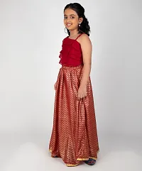 Stunning Maroon Chiffon Printed Lehenga Cholis For Girls-thumb2