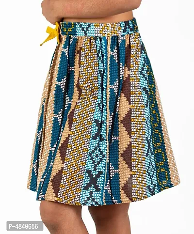 Multi Color Chevron Printed Skirt With Bow-thumb3