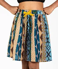 Multi Color Chevron Printed Skirt With Bow-thumb1