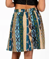 Multi Color Chevron Printed Skirt With Bow-thumb3