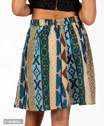 Multi Color Chevron Printed Skirt With Bow-thumb4