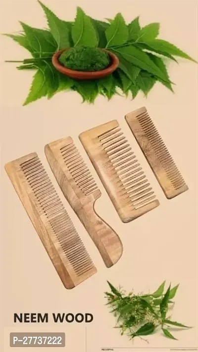 Beautiful Comb Pack Made Of Neem Wood Pack Of 4-thumb0