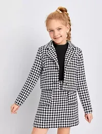 STYLE SAVOR Toddler Girls Checked Houndstooth Flap Casual Tunic Jacket  Bonnie Mini Skirt Dress for Weddings Black-thumb1