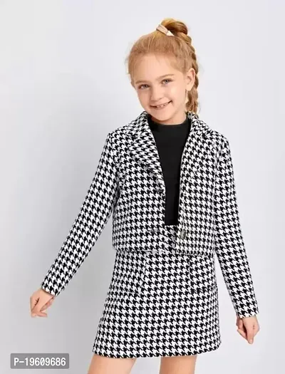 STYLE SAVOR Toddler Girls Checked Houndstooth Flap Casual Tunic Jacket  Bonnie Mini Skirt Dress for Weddings Black-thumb2