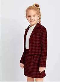 STYLE SAVOR Toddler Girls Checked Houndstooth Flap Casual Tunic Jacket  Bonnie Mini Skirt Dress for Weddings Maroon-thumb2