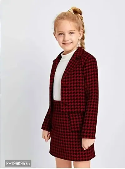 STYLE SAVOR Toddler Girls Checked Houndstooth Flap Casual Tunic Jacket  Bonnie Mini Skirt Dress for Weddings Maroon-thumb3