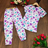 Style sover Printed Half Sleeve Night Suit Set (Large, Purple)-thumb1