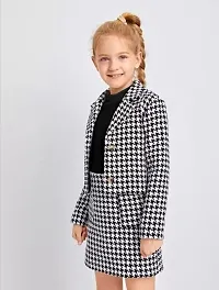 STYLE SAVOR Toddler Girls Checked Houndstooth Flap Casual Tunic Jacket  Bonnie Mini Skirt Dress for Weddings Black-thumb2