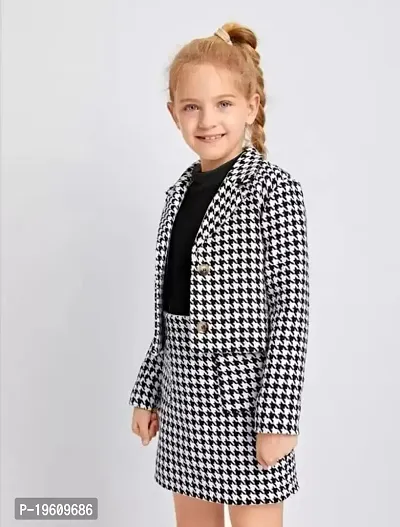 STYLE SAVOR Toddler Girls Checked Houndstooth Flap Casual Tunic Jacket  Bonnie Mini Skirt Dress for Weddings Black-thumb3