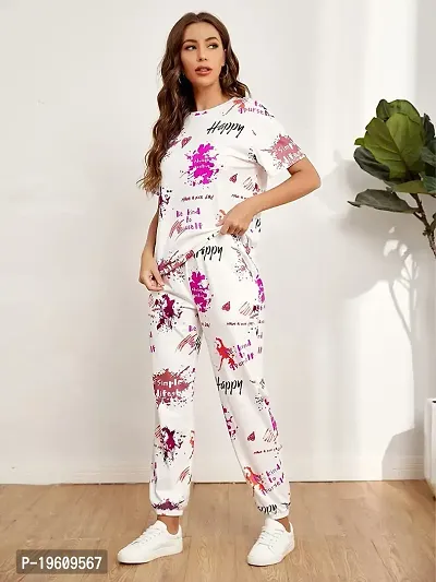 Style sover Printed Half Sleeve Night Suit Set (Large, Pink)-thumb3