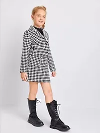 STYLE SAVOR Toddler Girls Checked Houndstooth Flap Casual Tunic Jacket  Bonnie Mini Skirt Dress for Weddings Black-thumb3