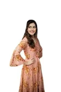 STYLE SAVOR Women Georgette Fabrik Printed Work Gowen(DR-30-Orange-XXL)-thumb4