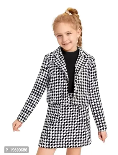STYLE SAVOR Toddler Girls Checked Houndstooth Flap Casual Tunic Jacket  Bonnie Mini Skirt Dress for Weddings Black-thumb0