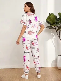 Style sover Printed Half Sleeve Night Suit Set (Large, Pink)-thumb1