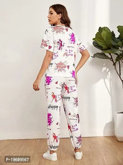 Style sover Printed Half Sleeve Night Suit Set (Large, Pink)-thumb2