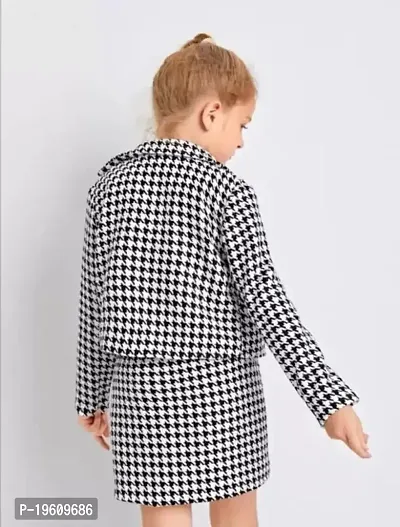 STYLE SAVOR Toddler Girls Checked Houndstooth Flap Casual Tunic Jacket  Bonnie Mini Skirt Dress for Weddings Black-thumb5