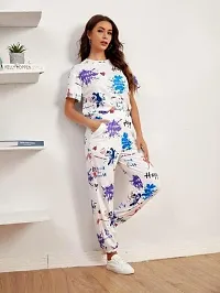 Style sover Printed Half Sleeve Night Suit Set (Large, Blue)-thumb1