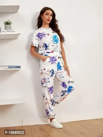 Style sover Printed Half Sleeve Night Suit Set (Large, Blue)-thumb2