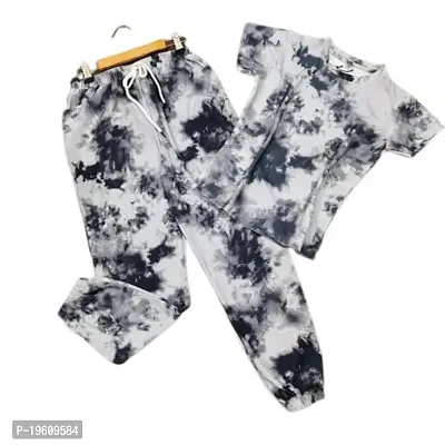 Style sover Printed Half Sleeve Night Suit Set (X-Large, Black)