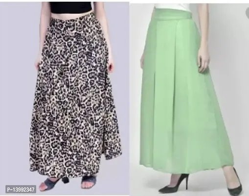 Stylish Fancy Crepe Skirt For Women Pack Of 2