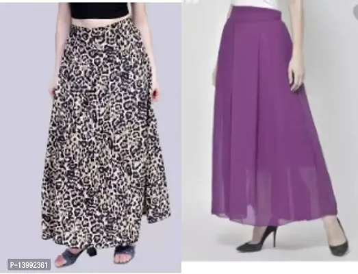 Stylish Fancy Crepe Skirt For Women Pack Of 2