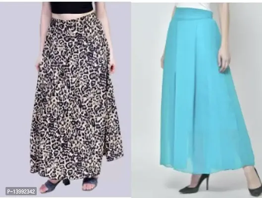 Stylish Fancy Crepe Skirt For Women Pack Of 2