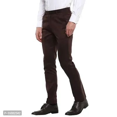 Inspire Brown Slim Fit Formal Trouser for Men-thumb2