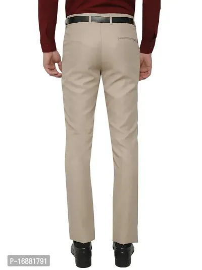 Inspire Light Brown Slim Fit Formal Trouser for Men-thumb4