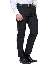 Black Synthetic Mid Rise Formal Trousers-thumb1