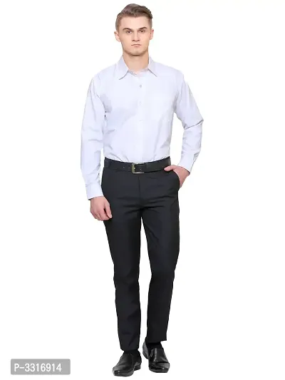 Black Synthetic Mid Rise Formal Trousers-thumb5