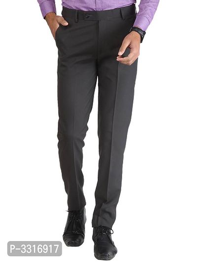 Grey Synthetic Mid Rise Formal Trousers-thumb0