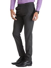 Grey Synthetic Mid Rise Formal Trousers-thumb1