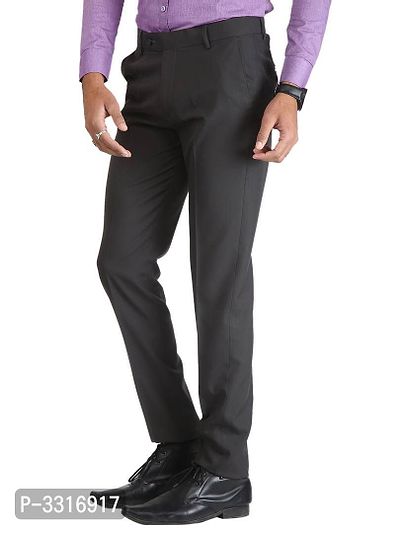 Grey Synthetic Mid Rise Formal Trousers-thumb2