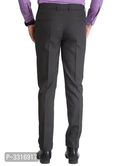 Grey Synthetic Mid Rise Formal Trousers-thumb3