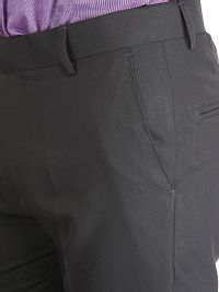 Grey Synthetic Mid Rise Formal Trousers-thumb3