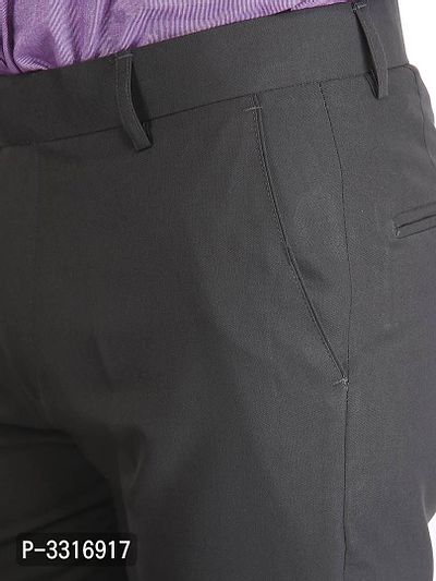 Grey Synthetic Mid Rise Formal Trousers-thumb4