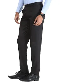 Black Synthetic Mid Rise Formal Trousers for men-thumb2
