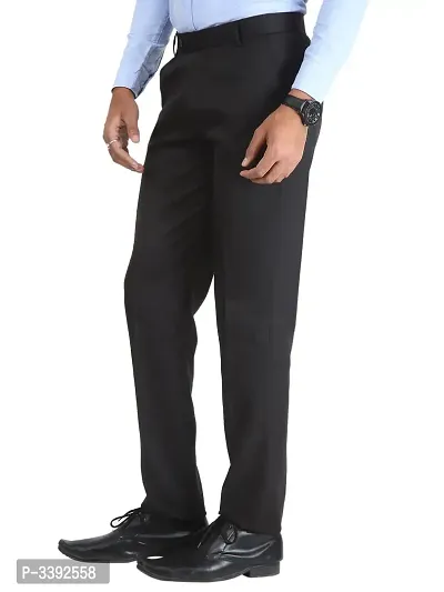Black Synthetic Mid Rise Formal Trousers for men-thumb7