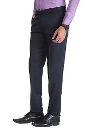 Blue Synthetic Mid Rise Formal Trousers for men-thumb2