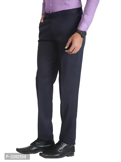 Blue Synthetic Mid Rise Formal Trousers for men-thumb3