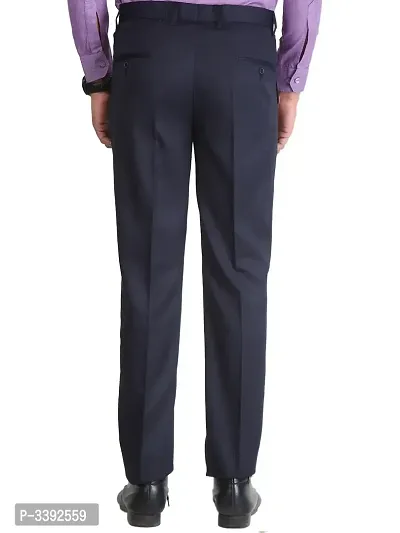 Blue Synthetic Mid Rise Formal Trousers for men-thumb4