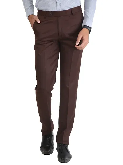 Men's Brown Slim Fit Formal Trouser