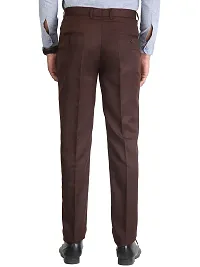 Brown Synthetic Mid Rise Formal Trousers for men-thumb3