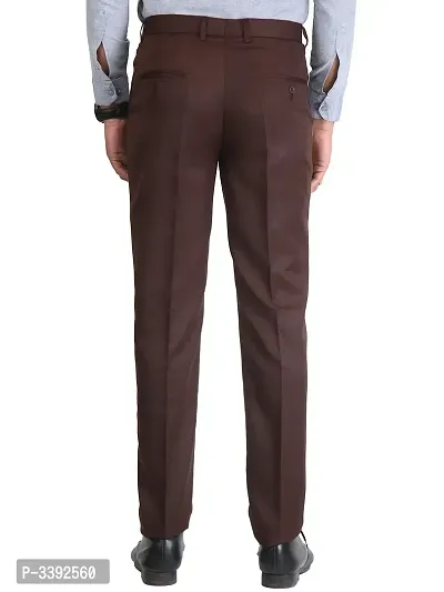 Brown Synthetic Mid Rise Formal Trousers for men-thumb4