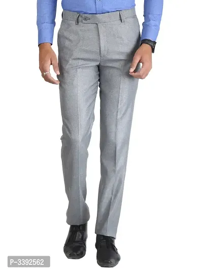 Grey Synthetic Mid Rise Formal Trousers for men-thumb0