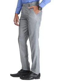 Grey Synthetic Mid Rise Formal Trousers for men-thumb2